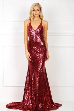 Estelle Gown - Wine (XL - Clearance Sale)