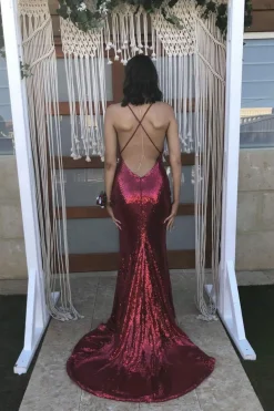 Estelle Gown - Wine (XL - Clearance Sale)