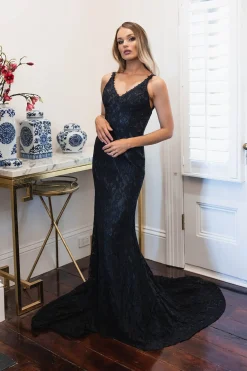 Fiona Lace Gown - Black