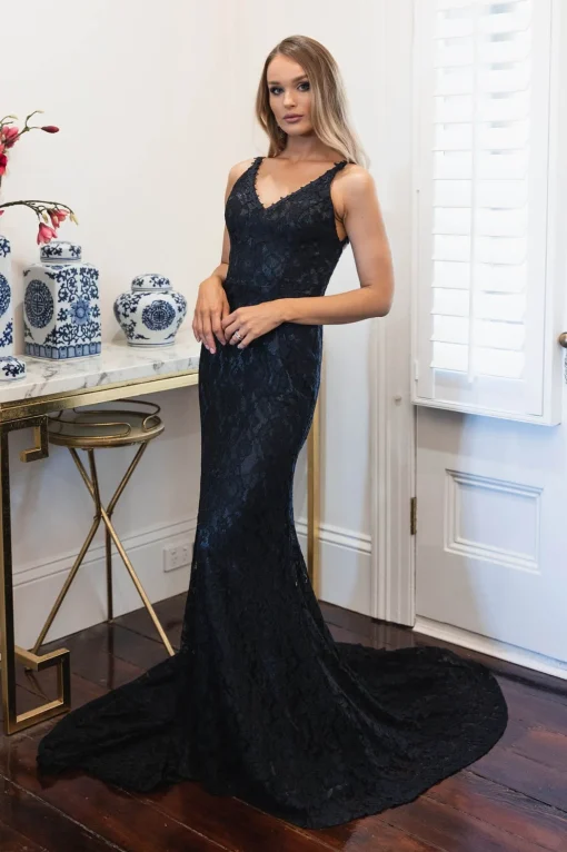 Fiona Lace Gown - Black