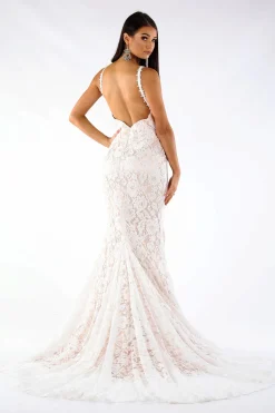 Fiona Lace Gown - Ivory/Champagne