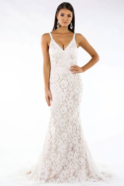Fiona Lace Gown - Ivory/Champagne
