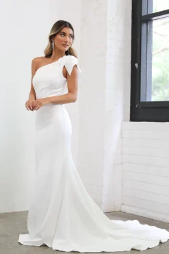 FRANCIE One Shoulder Crepe Gown - Ivory