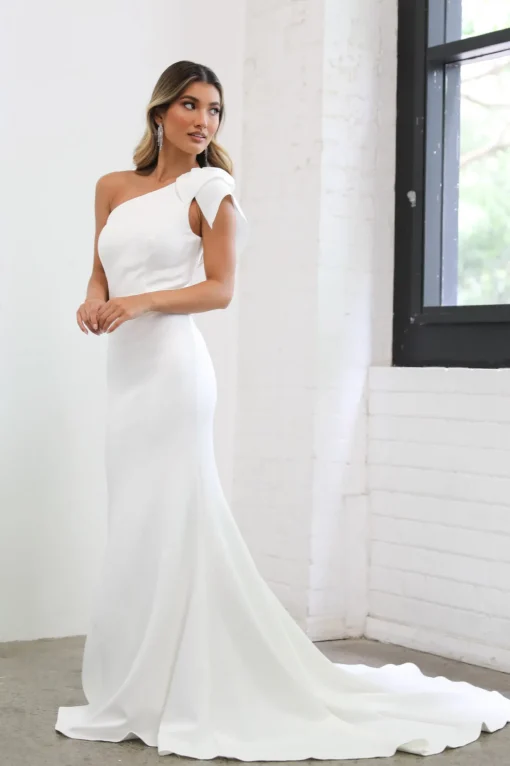 FRANCIE One Shoulder Crepe Gown - Ivory