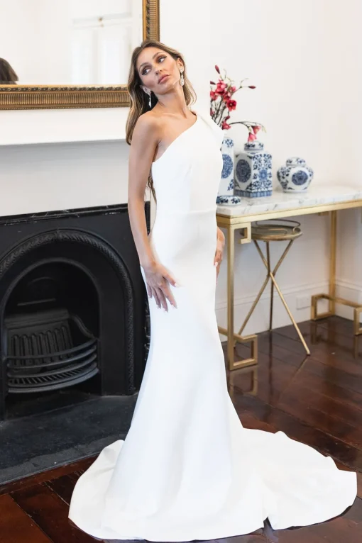 FRANCIE One Shoulder Crepe Gown - Ivory