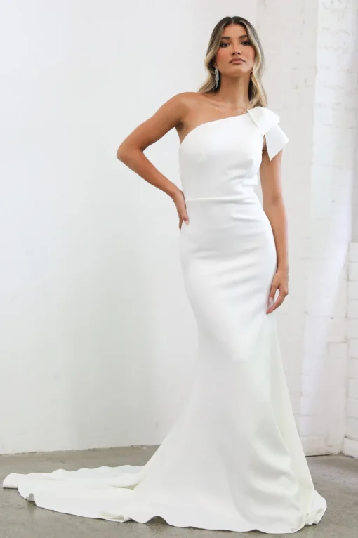 FRANCIE One Shoulder Crepe Gown - Ivory