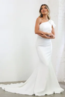FRANCIE One Shoulder Crepe Gown - Ivory