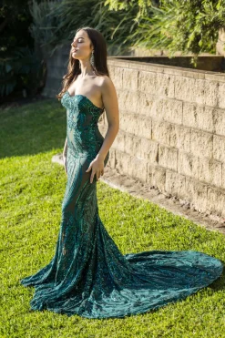 Gianna Gown - Emerald/Nude