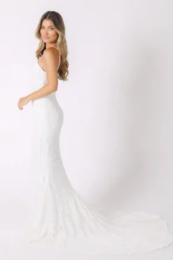 Gianna Gown with Shoulder Straps - White/White