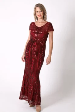 Greta Sequin Maxi Dress - Deep Red
