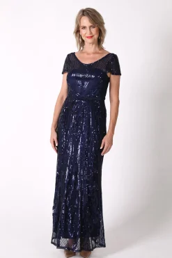 Greta Sequin Maxi Dress - Navy