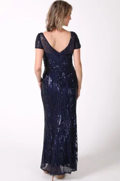 Greta Sequin Maxi Dress - Navy