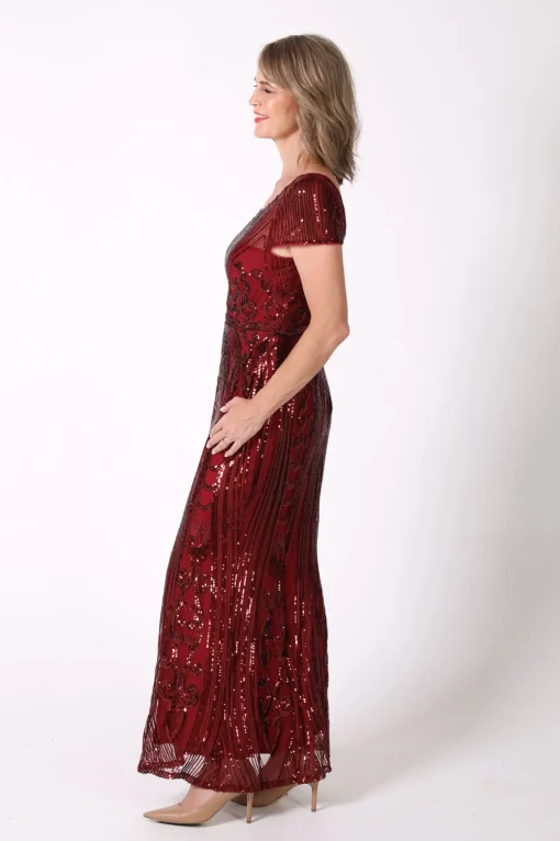 Greta Sequin Maxi Dress - Deep Red