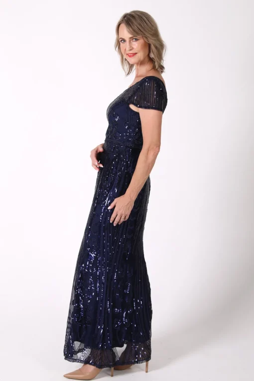 Greta Sequin Maxi Dress - Navy