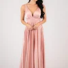 ISABEL A-Line Satin Maxi Dress - Pink