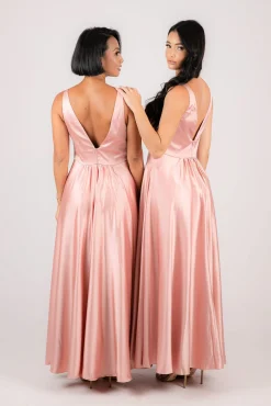 ISABEL A-Line Satin Maxi Dress - Pink