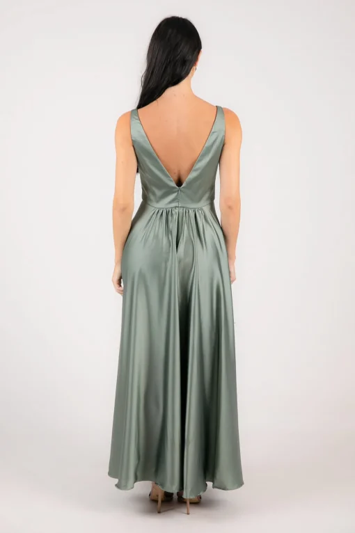 ISABEL A-Line Satin Maxi Dress - Sage Green