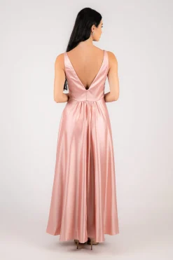 ISABEL A-Line Satin Maxi Dress - Pink