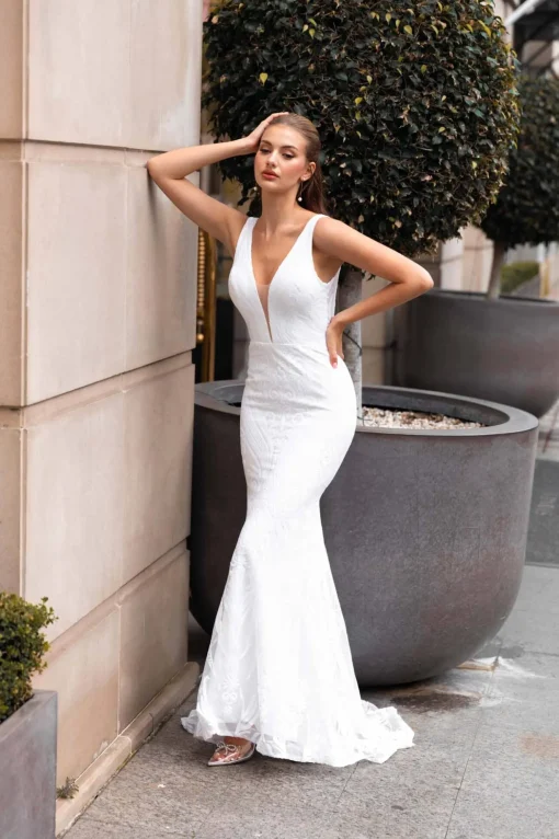 JENYA Pattern Sequin Gown - White (M,XL,XXL - Clearance Sale)