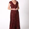Joselyn Sequin Maxi Dress - Wine (S & 3XL - Clearance Sale)