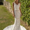 Kalani Pattern Sequin Gown - White/Nude