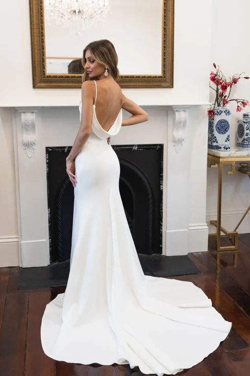 KALITA Cowl Back Crepe Gown - Ivory