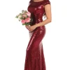 Kira Cowl Back Sequin Maxi Dress - Wine