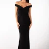 Lawrence Off Shoulder Maxi Dress - Shimmer Black