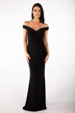 Lawrence Off Shoulder Maxi Dress - Shimmer Black