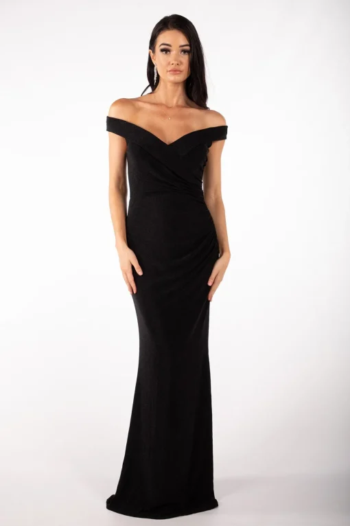 Lawrence Off Shoulder Maxi Dress - Shimmer Black
