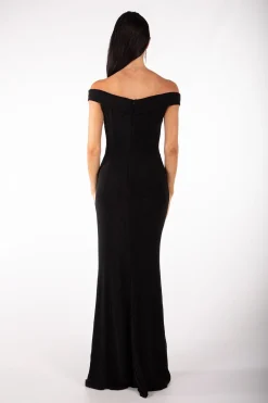 Lawrence Off Shoulder Maxi Dress - Shimmer Black