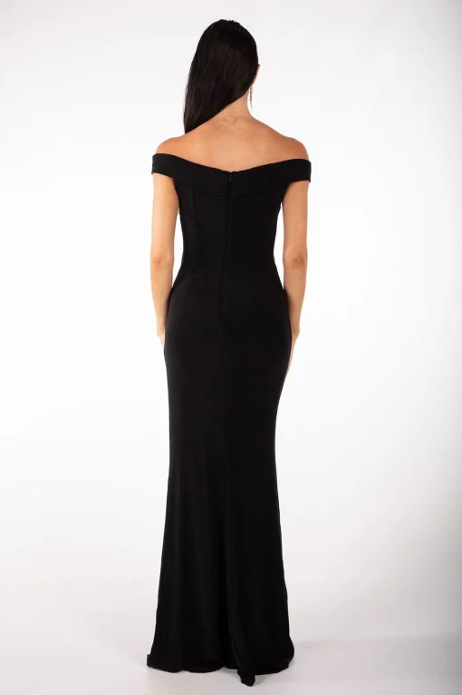 Lawrence Off Shoulder Maxi Dress - Shimmer Black