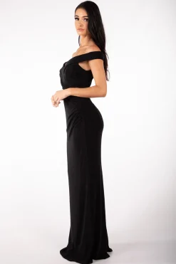 Lawrence Off Shoulder Maxi Dress - Shimmer Black