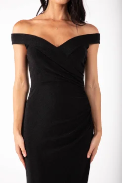 Lawrence Off Shoulder Maxi Dress - Shimmer Black