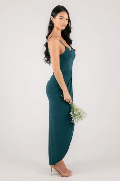 Leah Faux Wrap Dress - Deep Teal