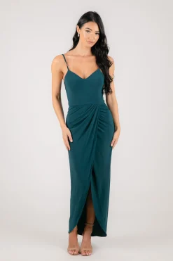Leah Faux Wrap Dress - Deep Teal