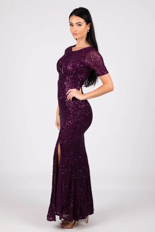Linda Sequin Maxi Dress - Purple (S & L - Clearance Sale)
