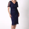 Meredith V-Neck Sequin Midi Dress - Navy