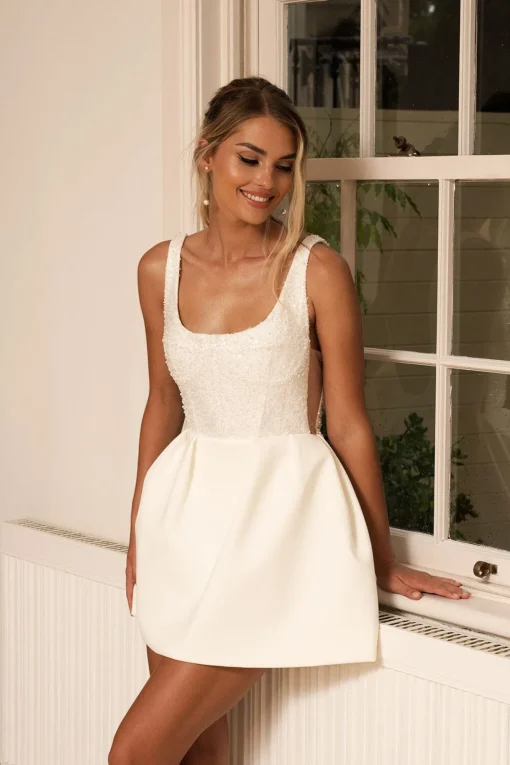MILA Beaded Mini Dress - Ivory