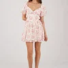 Miyah Puff Sleeve Mini Dress - Pink Floral