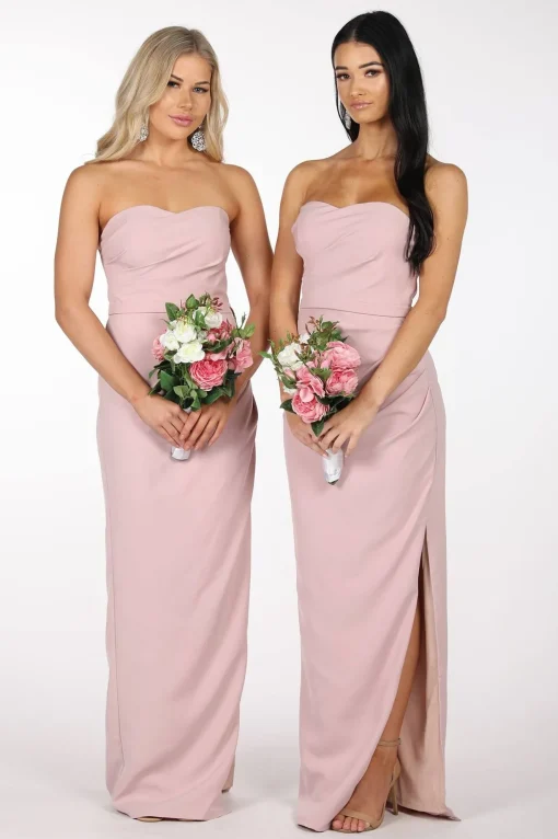 Nadia Strapless Column Maxi Dress - Dusty Pink