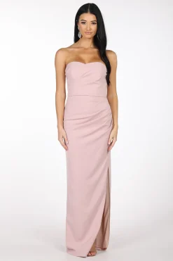 Nadia Strapless Column Maxi Dress - Dusty Pink