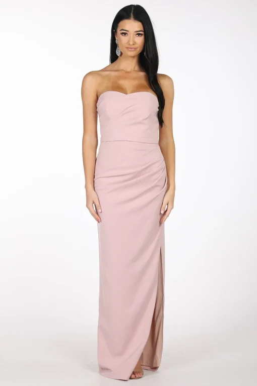 Nadia Strapless Column Maxi Dress - Dusty Pink