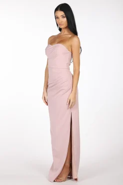 Nadia Strapless Column Maxi Dress - Dusty Pink