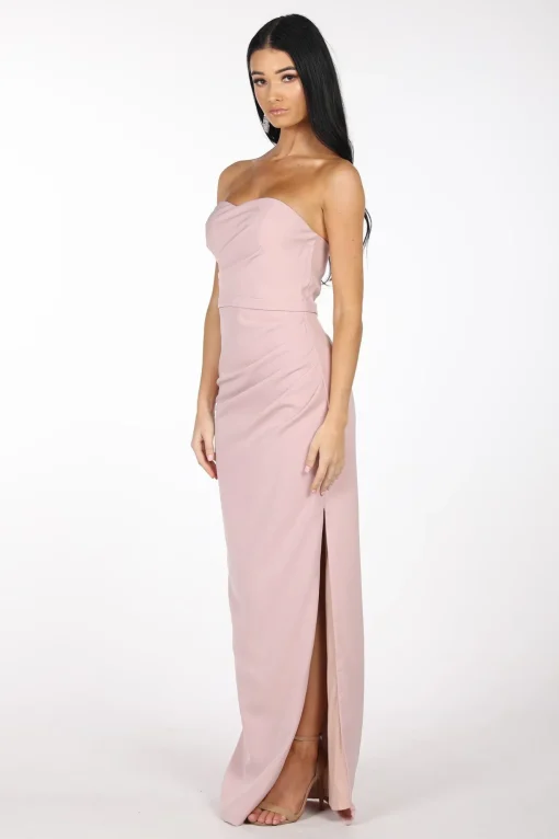 Nadia Strapless Column Maxi Dress - Dusty Pink