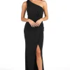 NELIA One Shoulder Maxi Column Dress - Black