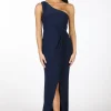 NELIA One Shoulder Maxi Column Dress - Navy