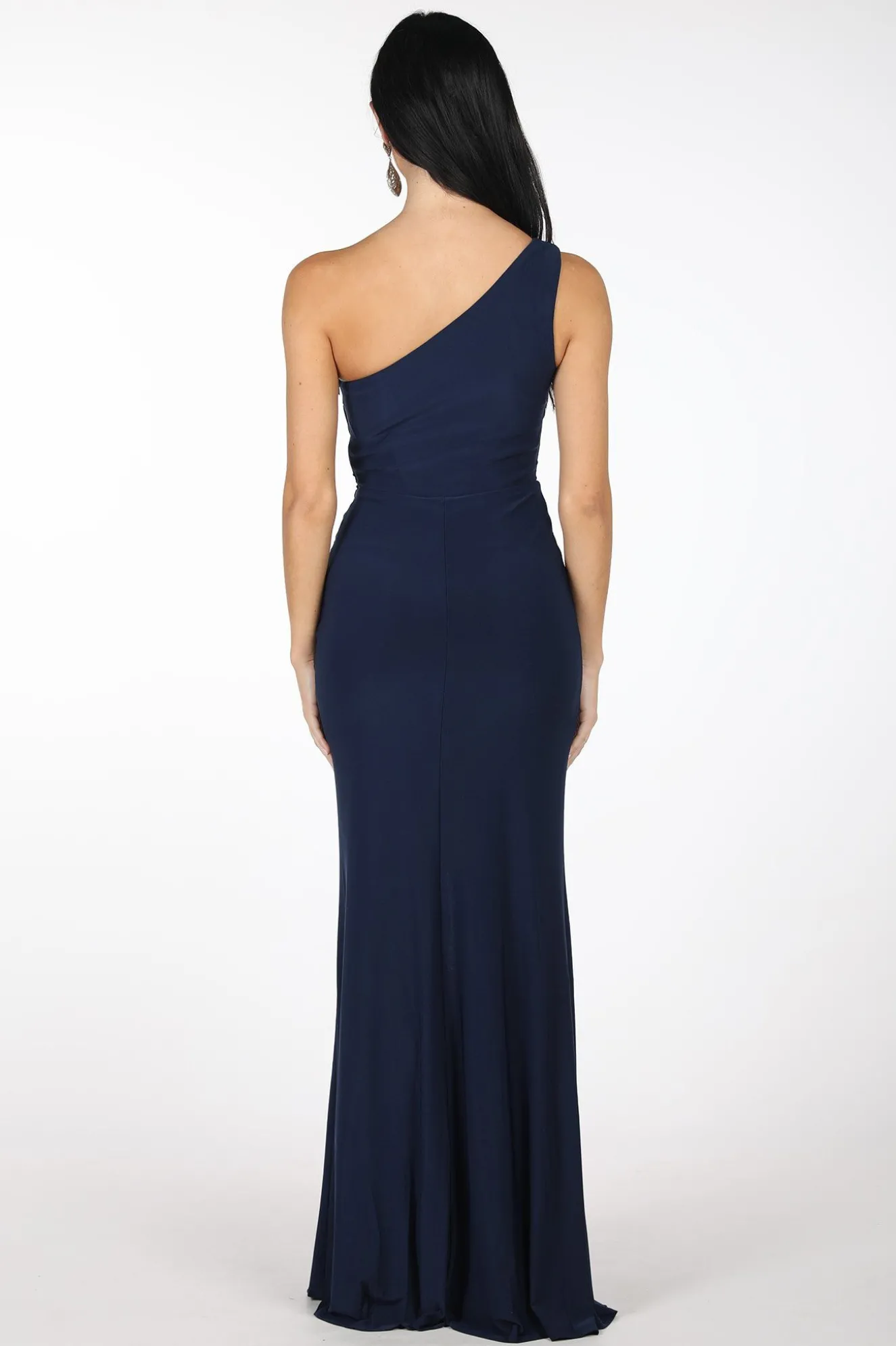 NELIA One Shoulder Maxi Column Dress - Navy