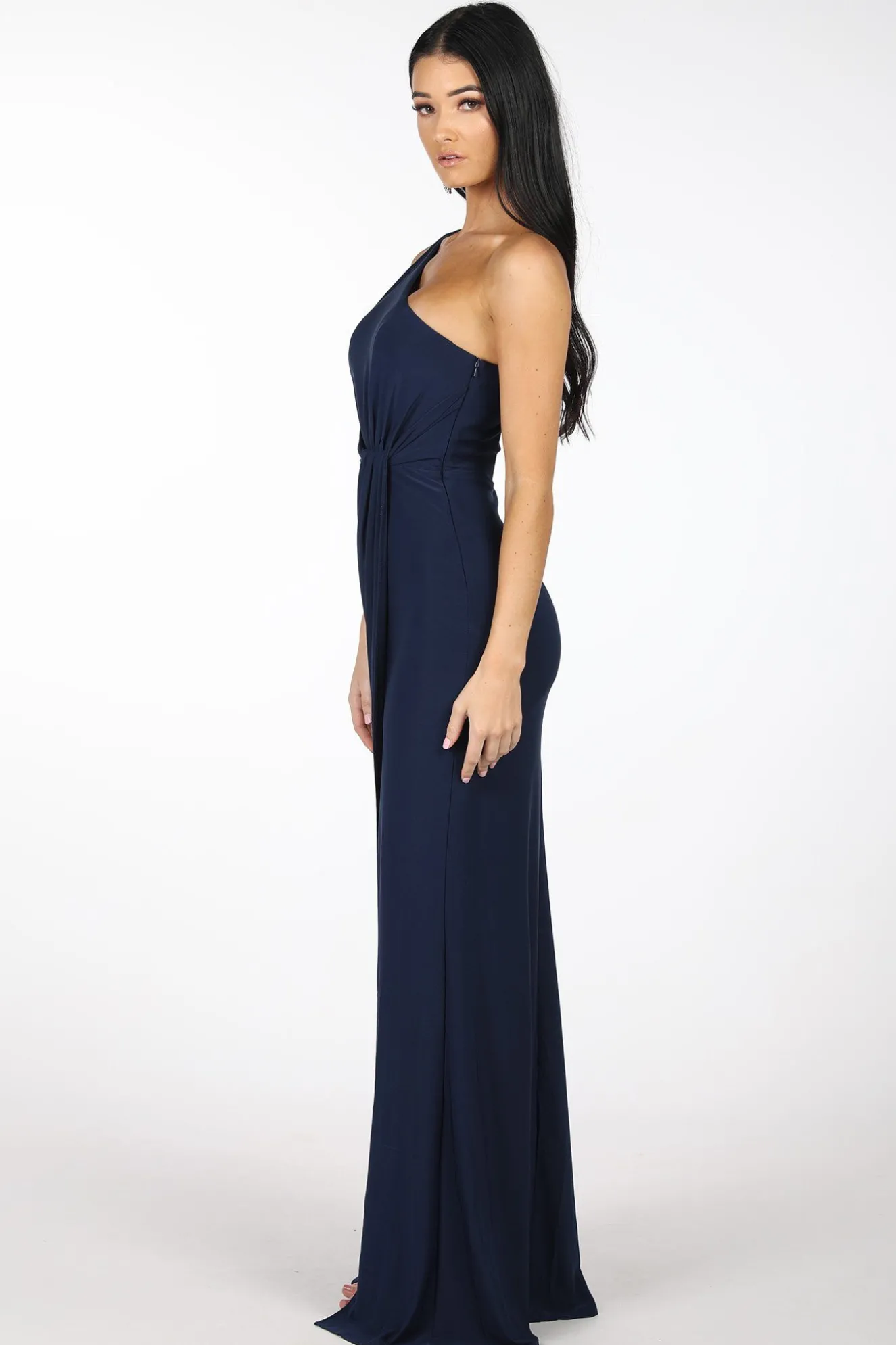 NELIA One Shoulder Maxi Column Dress - Navy