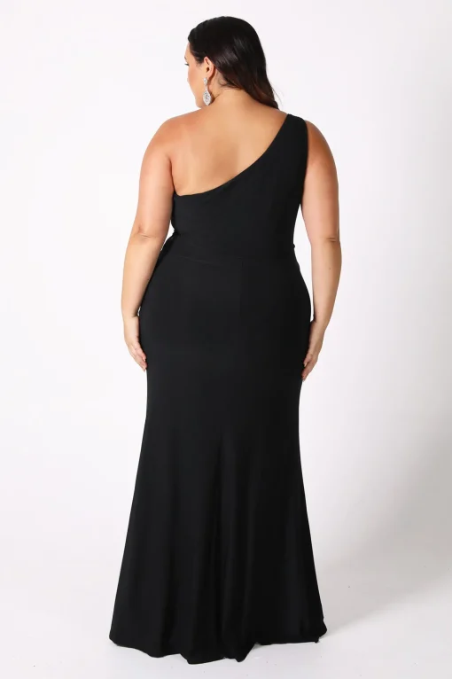 NELIA One Shoulder Maxi Column Dress - Black